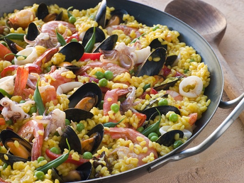 Cozinhando em um multivariado: paella com frutos do mar