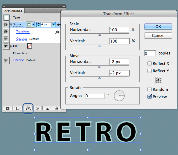 Como criar um efeito retro 3D usando o painel Aparência no Adobe Illustrator